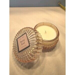 Pike + Rose Berry Kiss Candle Pink Iridescent Glass NEW